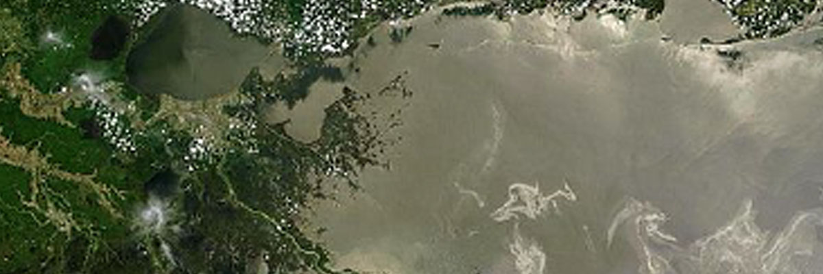 An aerial view of the Deepwater Horizons oil spill in the Gulf of Mexico.