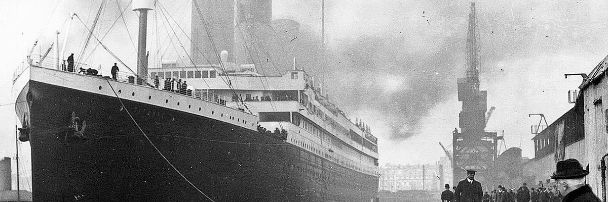 The Titanic tied up at the docks