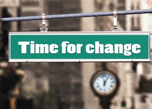 Sign that reads "time for change"